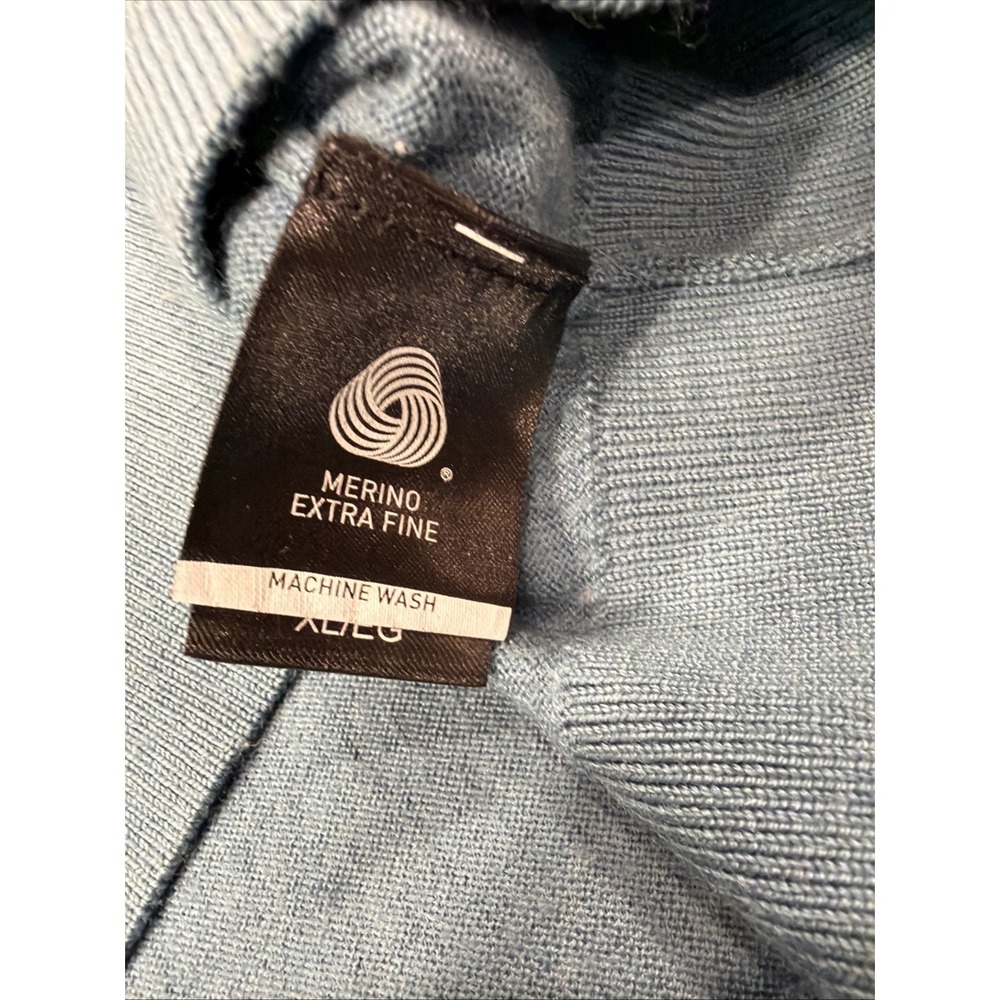 Katherine Barclay Extra Fine Merino Wool Long Sleeve‎ Pull Over Sweater Blue XL - Picture 5 of 5